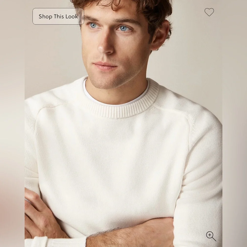 J. Crew Heritage Cotton Crewneck Sweater in Ivory Size L. NWOT